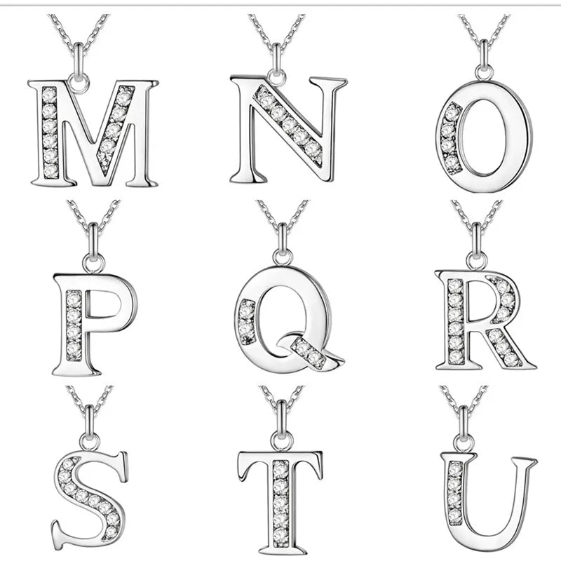 Necklaces Letter A-Z Silver Plated Silver Color Pendant Metal Stamp Trendy Jewelry