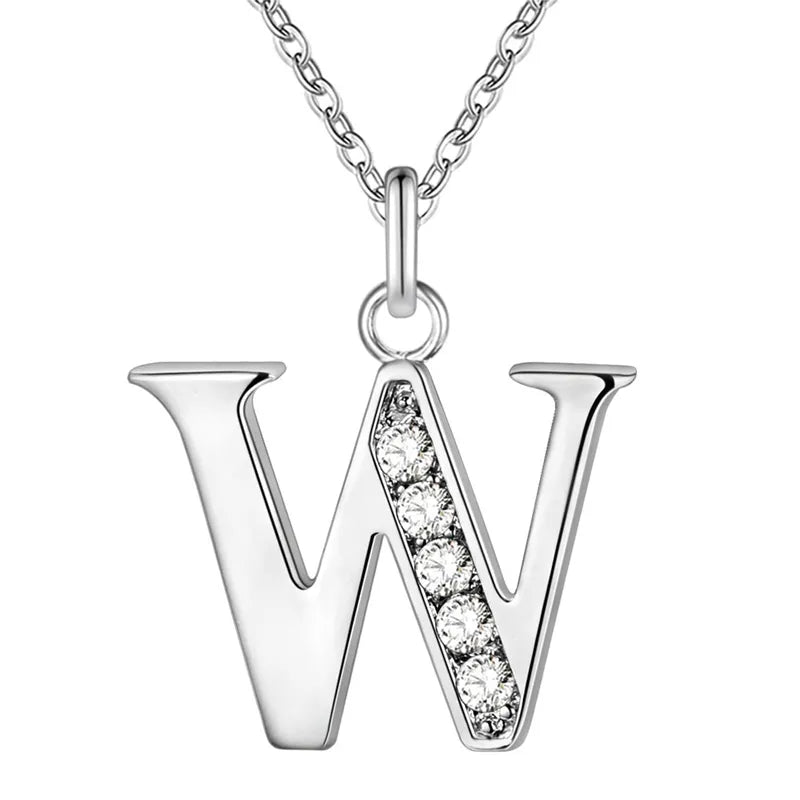 Necklaces Letter A-Z Silver Plated Silver Color Pendant Metal Stamp Trendy Jewelry