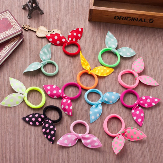 Hair Bands Girls 20/40/80PCS Cute Candy Colors Rabbit Printing Ponytail Holder Tie Rope Fashion Hair Accessories Hair Ties