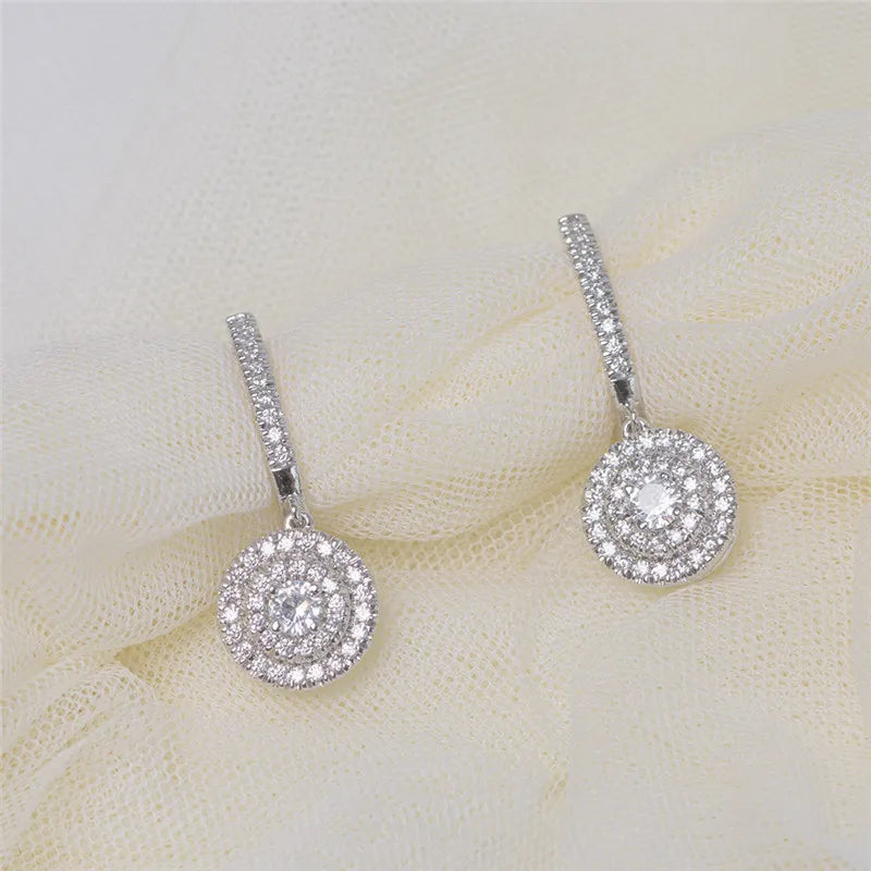 Huitan New Wedding Trend Eternity Earrings for Women Full Bling کیوبک Zirconia سادہ خوبصورت خواتین کے لوازمات کلاسک زیورات