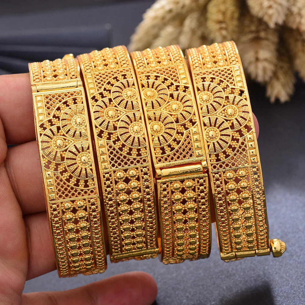 Bangles For Women Luxury Indian Style Dubai Gold Plated Wedding Bridal Jewelry Gift