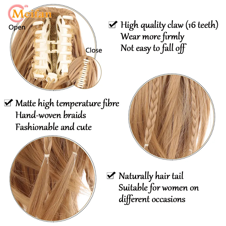 Hair Extension For Women Braids Hair Tail Claw Ponytail Braiding Hairpiece Accessories