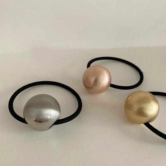 Hair Ties Women Fashion Gold Silver Metal Ball Elastic Simple Bead Rubber Band Stretch Ponytail Holder Hair Accessories