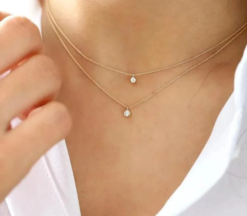 Necklace for Women Zircon 925 Sterling Silver Choker Simple Temperament Gold Necklaces Wedding Jewelry