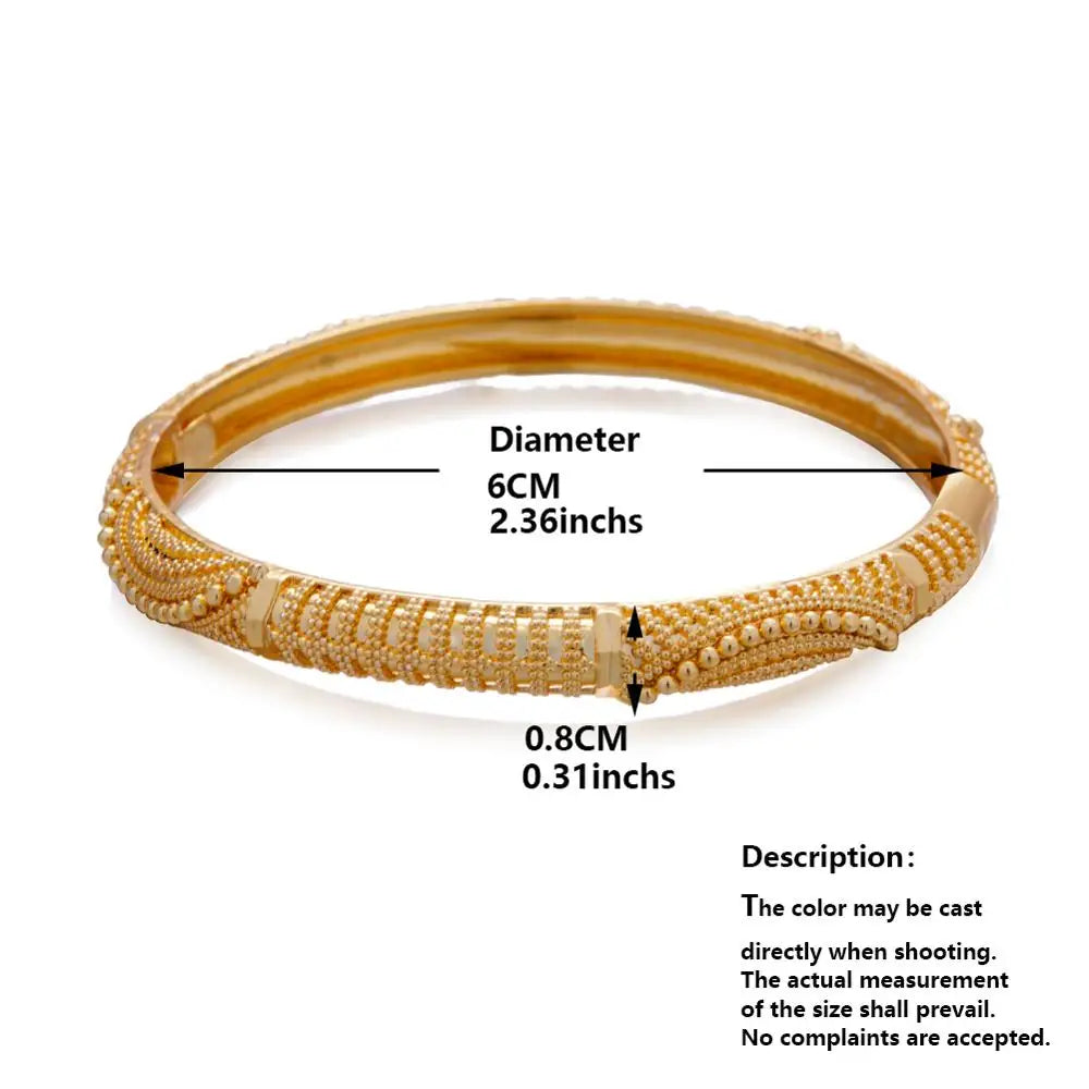 Bracelet Bangles For Women 4Pcs/lot 24K Dubai Gold Color Bridal Wedding Gifts PartyJewelry