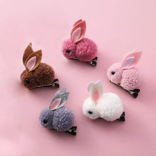 Hair Clips Girls Cute Rabbit Elastic Plush Bunny Hairpins Hair Accessories