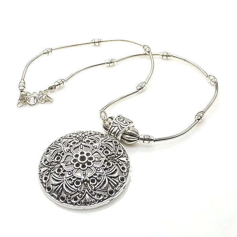 Necklace For Women Hollow Vintage Bohemia Charm Tibet Brand Statement Fashion Jewelry