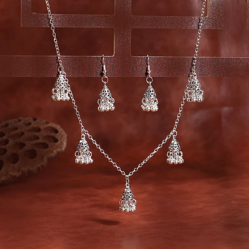 Jewelry Sets Indian Women Silver Color Bells  Bijoux Wedding Fashion Jewelry