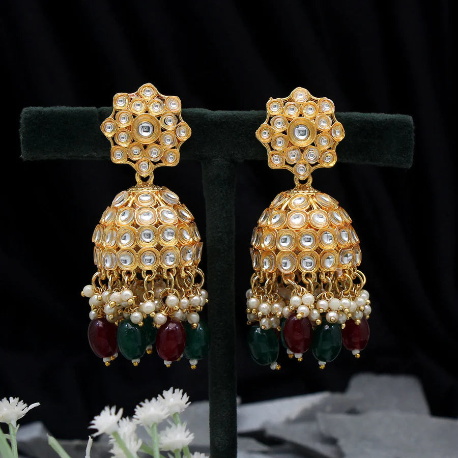 Kundan Earrings Women 7 Colors & Designs Big Jhumka Party Wedding Gift Jewelry