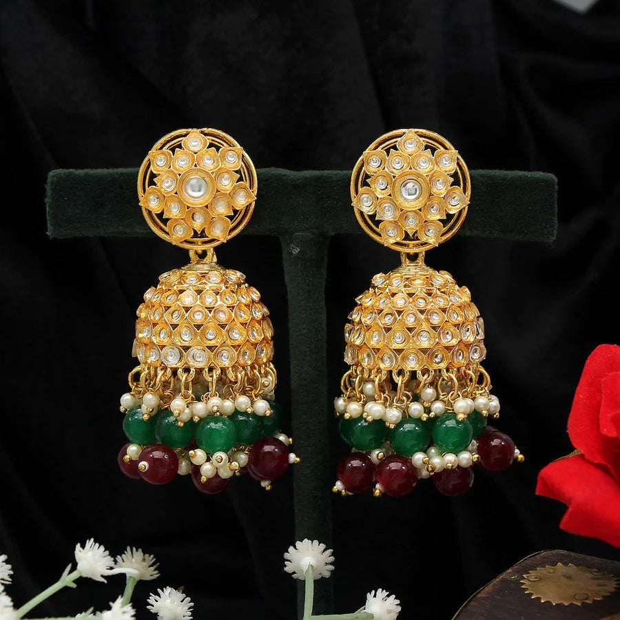 Kundan Earrings Women 7 Colors & Designs Big Jhumka Party Wedding Gift Jewelry