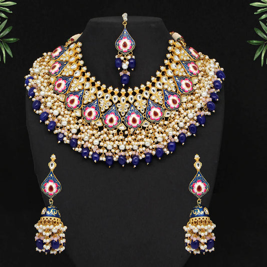 Necklace Set Women Kundan Meenakari Bridal Wedding Party Wear Jewelry