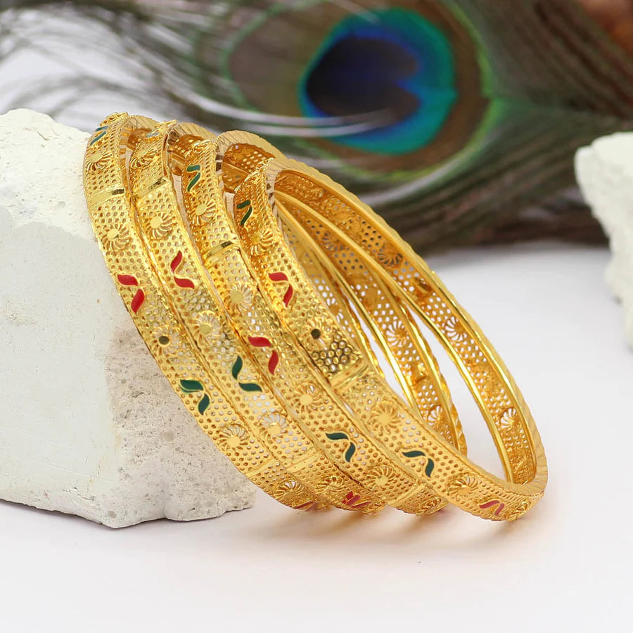 Multi Color Set Of Bangles For Women Patti Design Gold Plated Wedding Party Gift Party Hand Jewelry