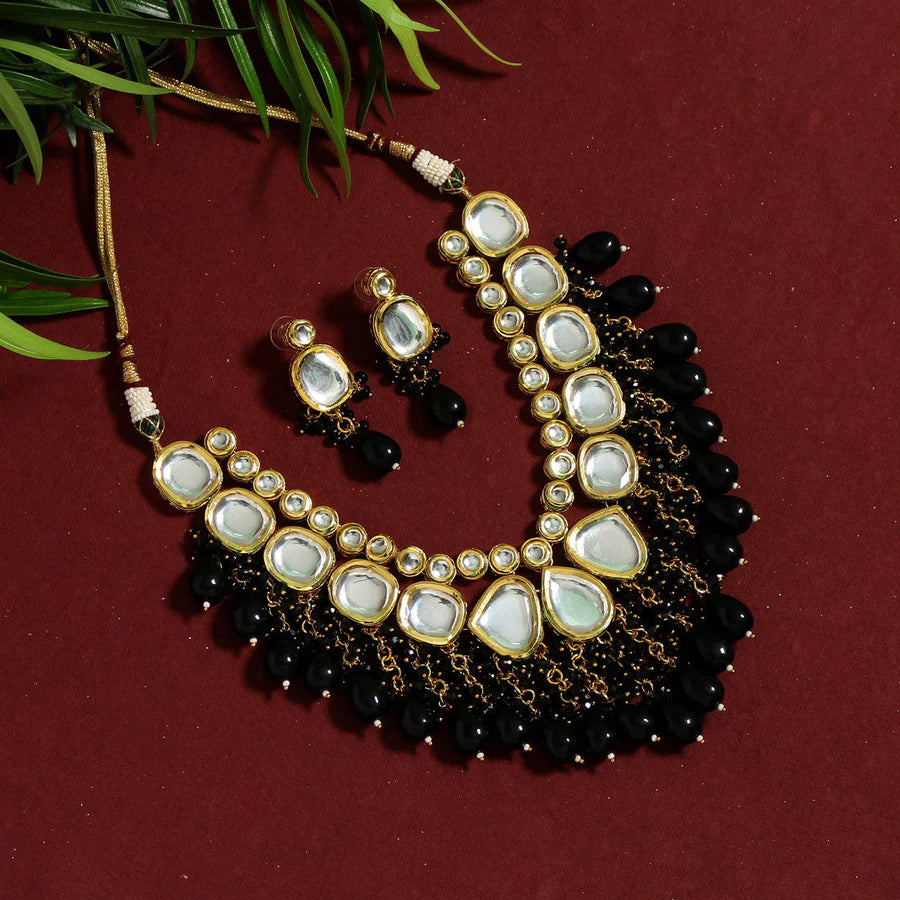 Necklace Set Women Black Color Premium Meenakari Kundan Set Bridal Wedding Party Gift Jewelry