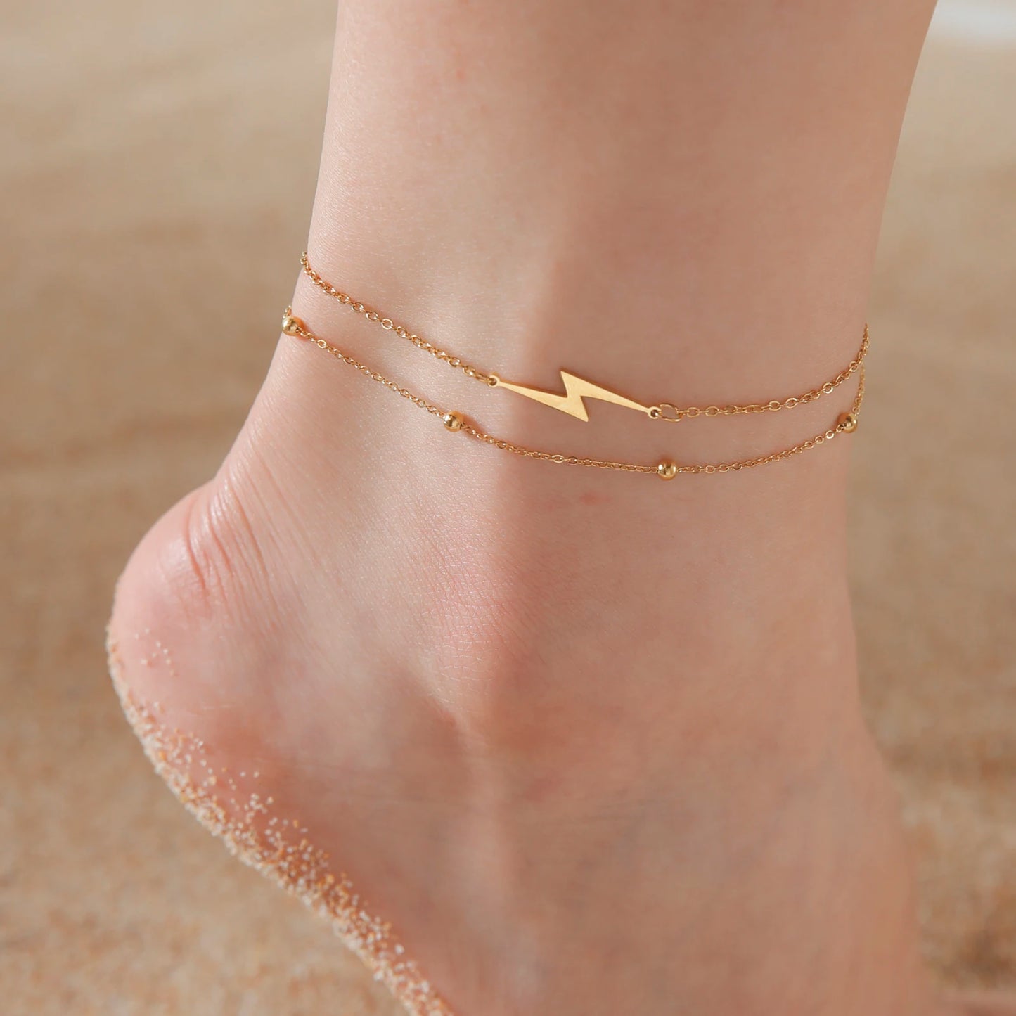 Anklet Bohemia Infinity Ankle Bracelet Gold Color Stainless Steel Double Layer