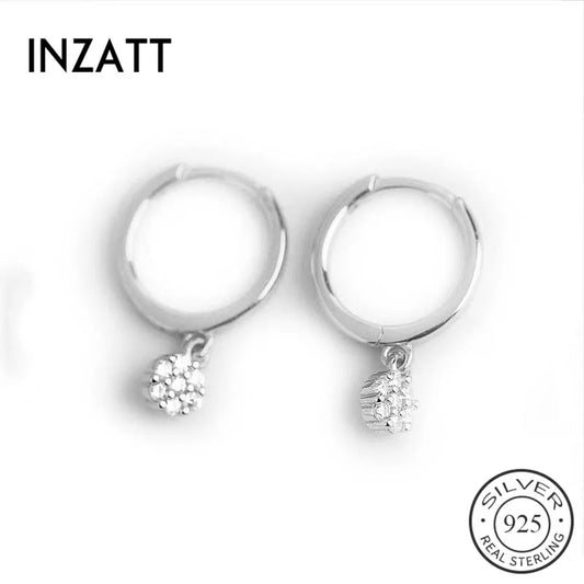 Earrings For Women Real 925 Sterling Silver Zircon Waterdrop Hoop Design Party Fine Jewelry