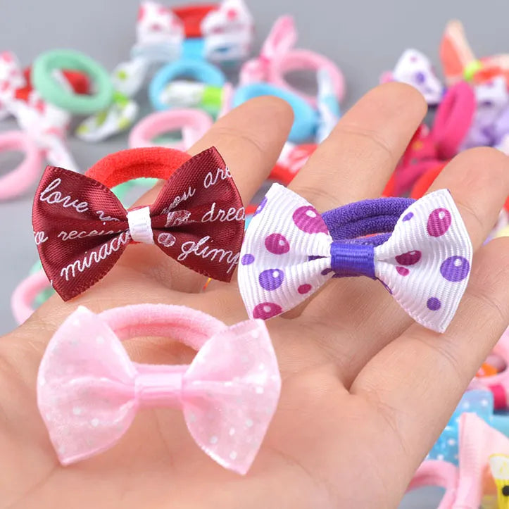 Hair Rubber Bands Hair Accessories for Kids 10Pcs Baby Girls Bow Hair Ring Rope Elastic Hair Tie Headdress