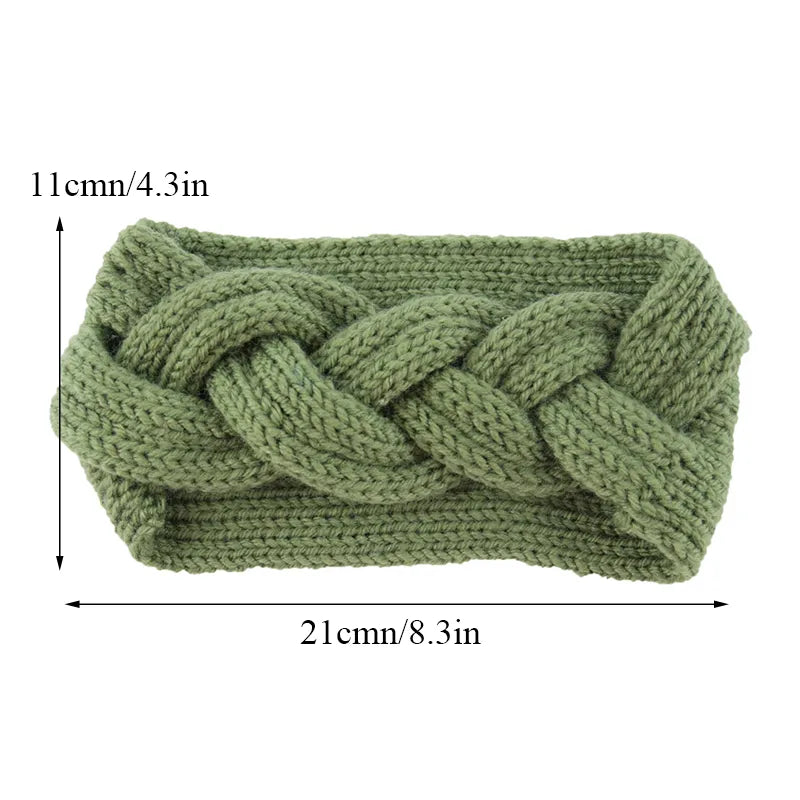 Headwrap Winter Knitted Woolen Braided Wide Crochet Turban Style for Women