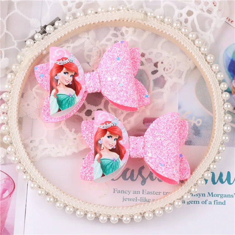 Headband Hairpins 1Pcs Disney Frozen Princess Aisha Printed bow for Girls Hair Accessories Gift