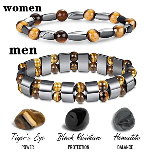 Bracelet For Men/Women Fashionable Tiger Eye Stone Beaded Hand Woven Elastic Adjustable Bracelet Gift Jewelry