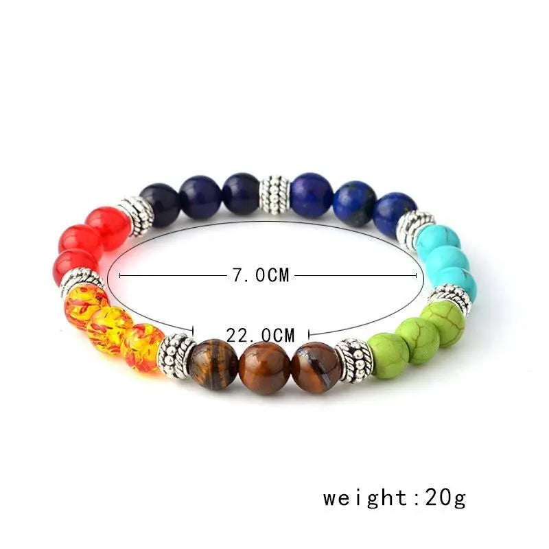 Bracelet 7 Chakras Reiki Healing Volcanic Stones Beads Yoga Bracelet Balance Energy Handmade Jewelry