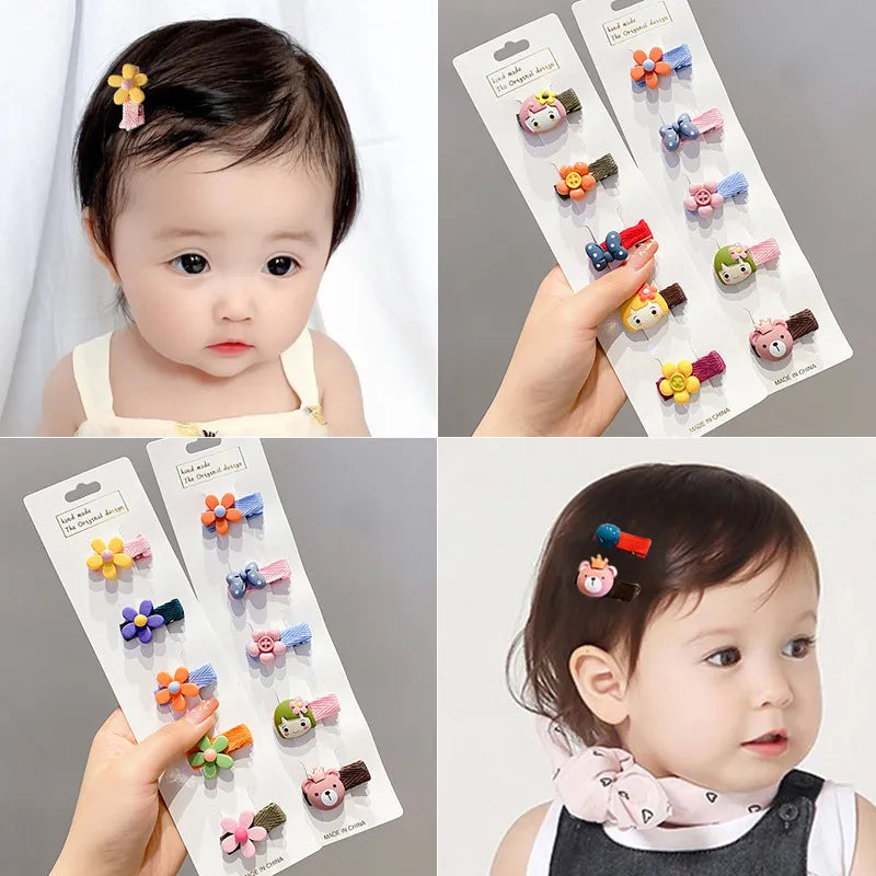 Hair Clips Baby Girls 5pcs/Set Cute Cartoon Tiara Bow Bands Party Gift Head Accessories