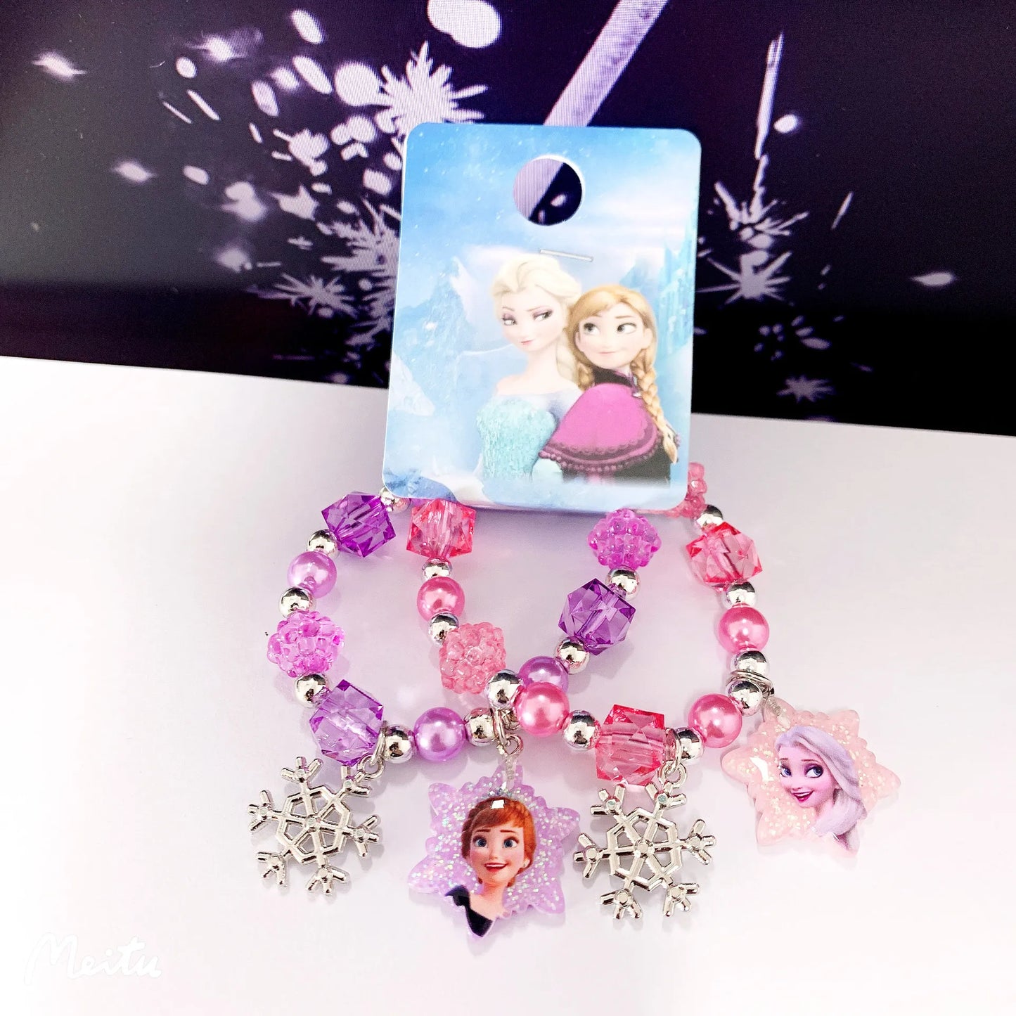 Bracelet Girls Animated Disney Frozen Princess Anna Elsa Dolls Bead Chain Set Wrist Chain Gifts