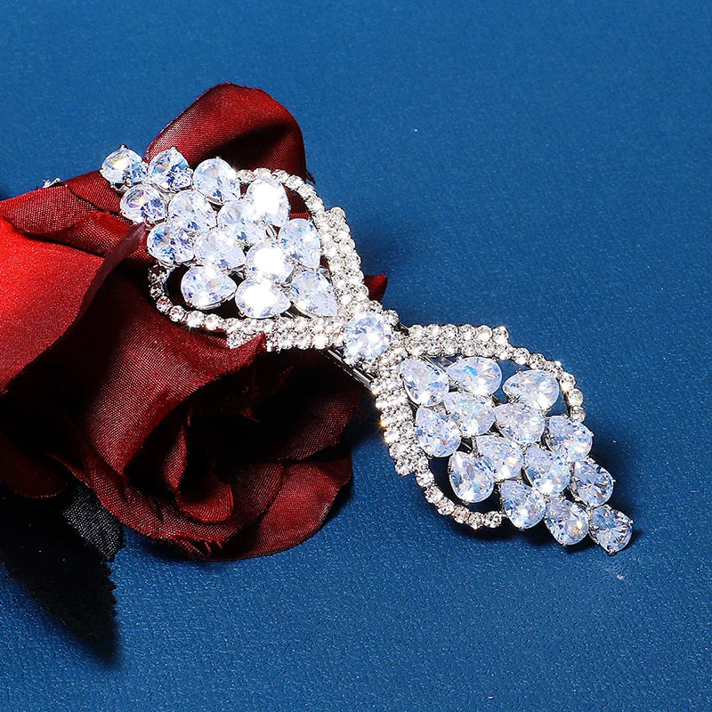 Hair Clips for Women Girls Fashion Cubic Zirconia Bridal Wedding Hair Accessories Jewelry Gift