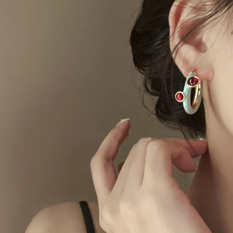 Earring Studs Retro Fashion Hoop Style for Women Girls Trendy Fashionable Jewelry