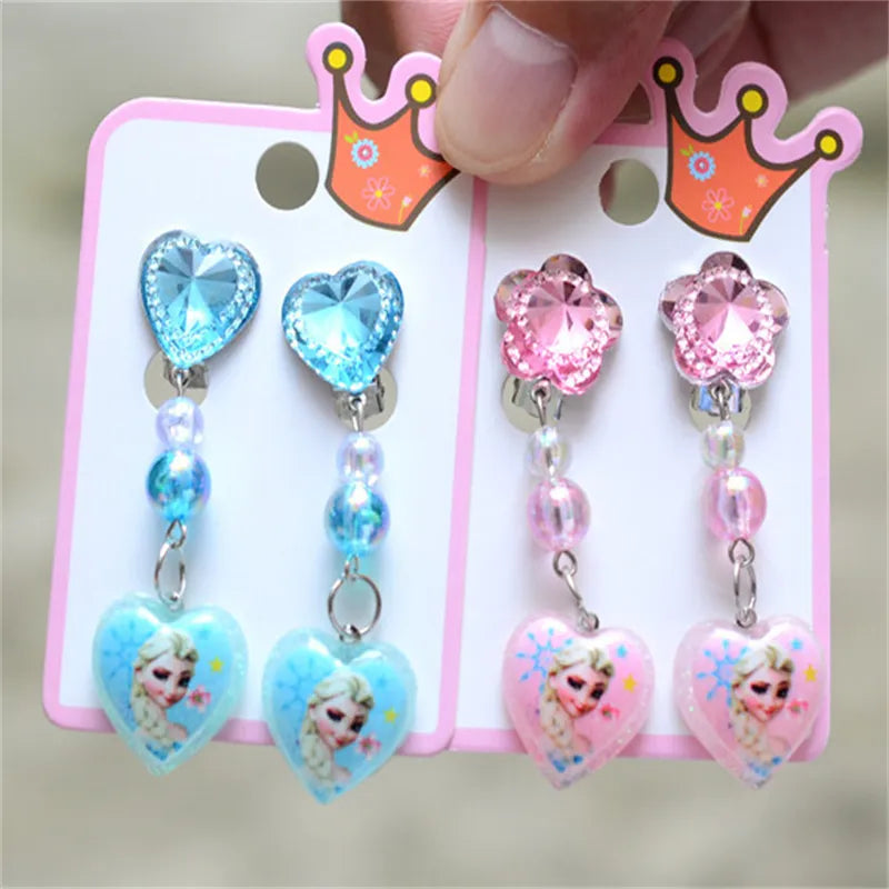 Ear Clips Girls Frozen Princess Elsa Anna Disney Princess Cute Pendant