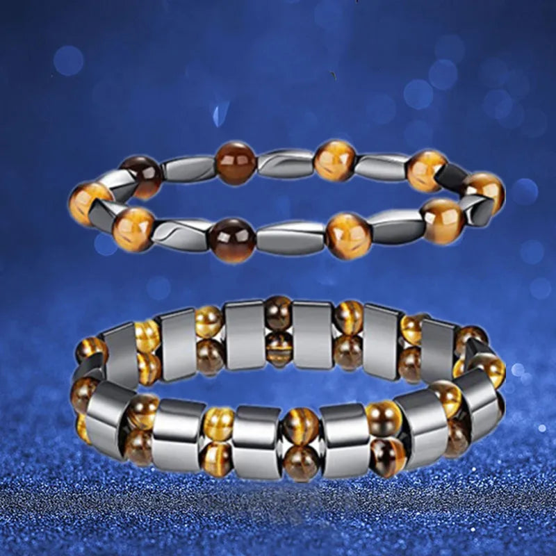 Bracelet For Men/Women Fashionable Tiger Eye Stone Beaded Hand Woven Elastic Adjustable Bracelet Gift Jewelry