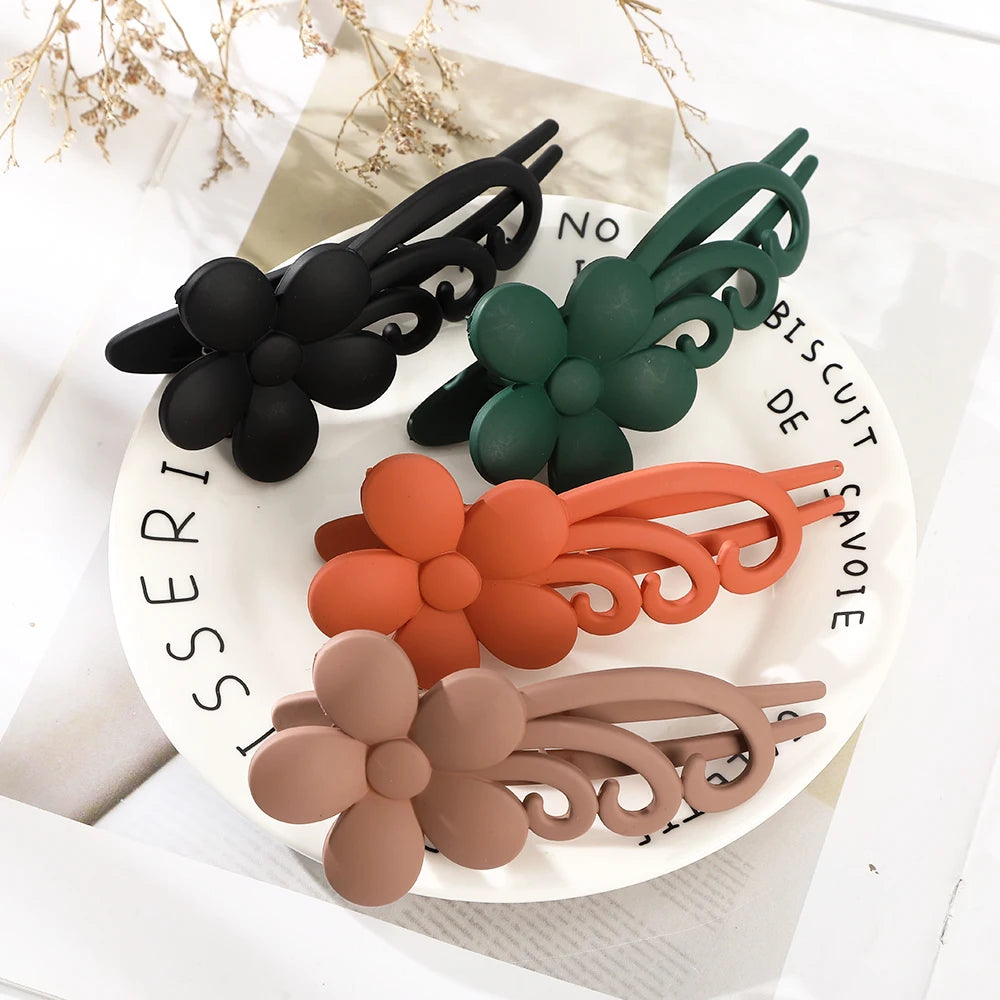 Hair Claw Clip for Women Girls 11cm Large Frosted Flower Barrette Crab Hair Claws Ponytail Headwear Accessories