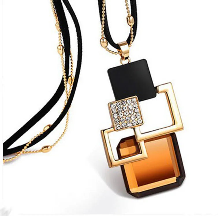 Necklaces Pendants for Women Long Geometric Statement Maxi Fashion Crystal Jewelry