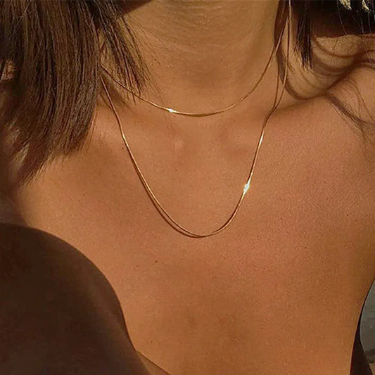 Necklaces Women Neck Chain Gold Color Choker Thin Chain On The Neck Minimalist Pendant Jewelry Snake Chocker Collar Girl