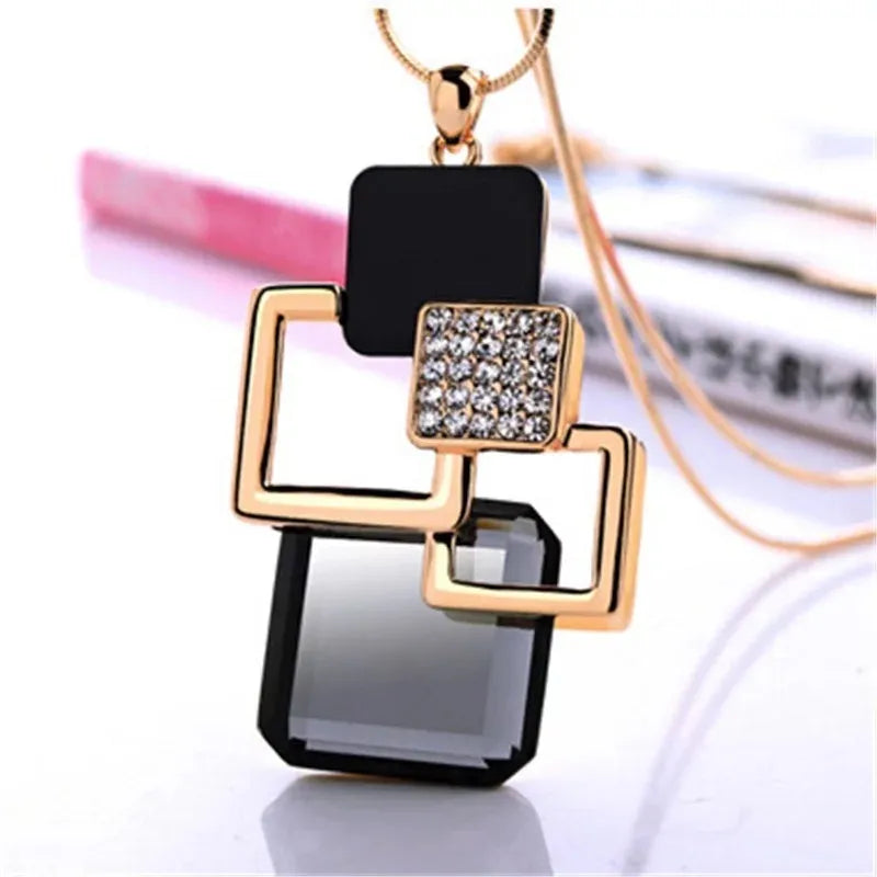 Necklaces Pendants for Women Long Geometric Statement Maxi Fashion Crystal Jewelry