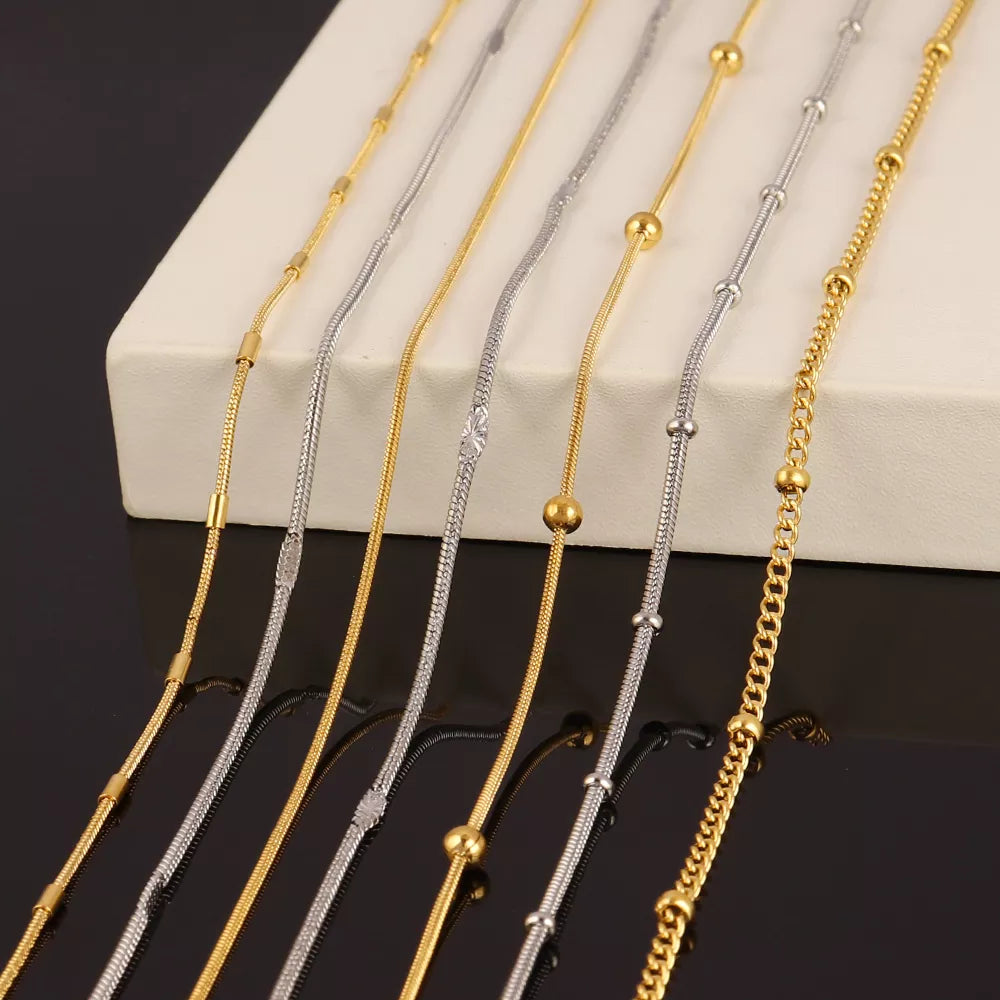 Necklace For Women Men 316L Stainless Steel Gold Color Round Ball Chain Beads Chain Necklaces Jewelry