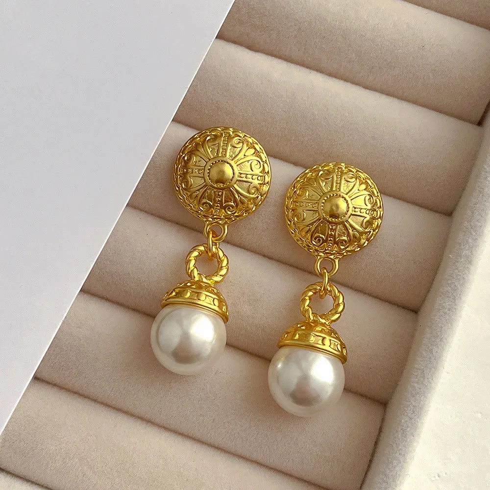 Earrings For Women Fashion Metallic Pearl New Designer Drop Earrings Gift party Jewelry