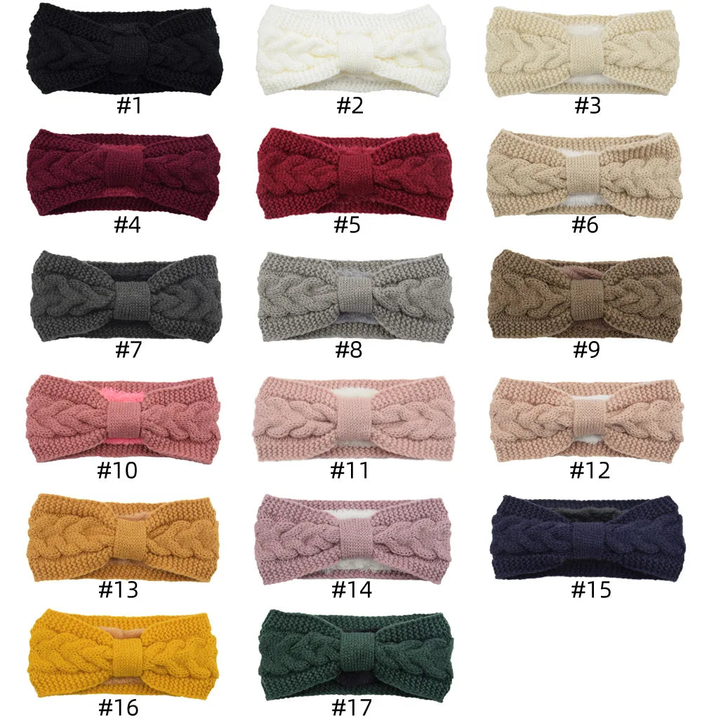 Headbands Winter Knitted Ear Warmer Cross Knot Turban for Women