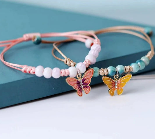 Bracelets  For Women Girls Hand Woven Adjustable Butterfly Beaded Braided Rope Bracelet Friendship Gifts Jewelry