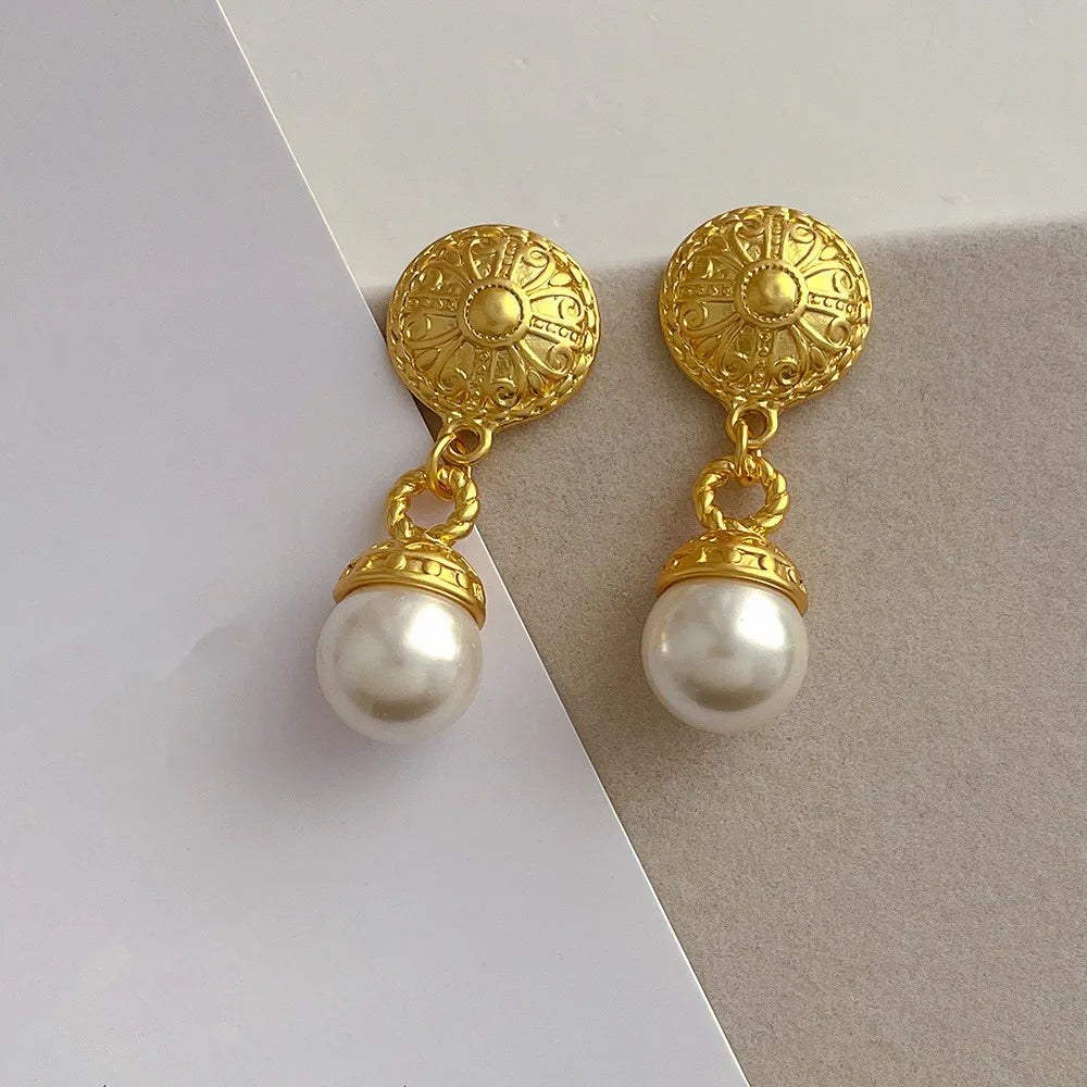 Earrings For Women Fashion Metallic Pearl New Designer Drop Earrings Gift party Jewelry