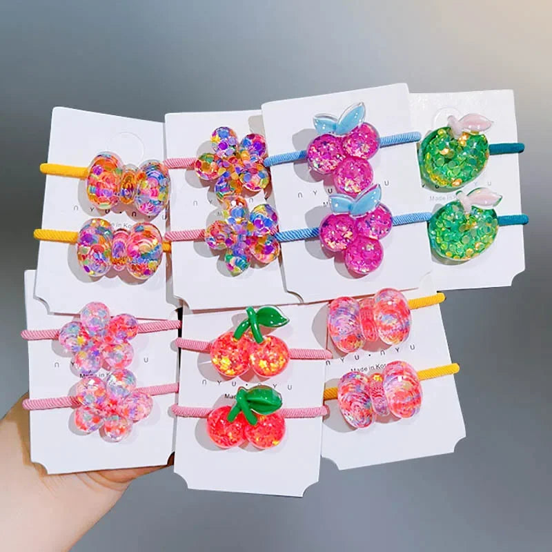 Hair Bands Children Sequins Floral Elastic Rubber Band Princess Kawaii Girls Hair Accessories