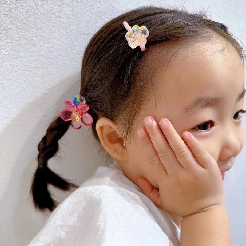 Hair Ties For Kids Girls 2 Pcs/Set Cute Head Rope Flower Ponytail Elastic Hair Band Hair Accessories