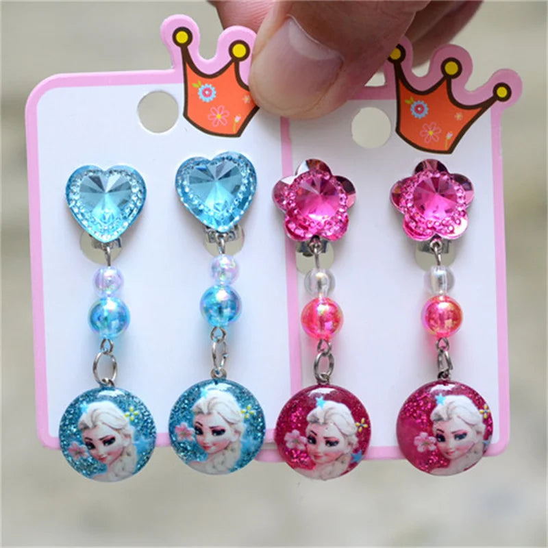 Ear Clips Girls Frozen Princess Elsa Anna Disney Princess Cute Pendant