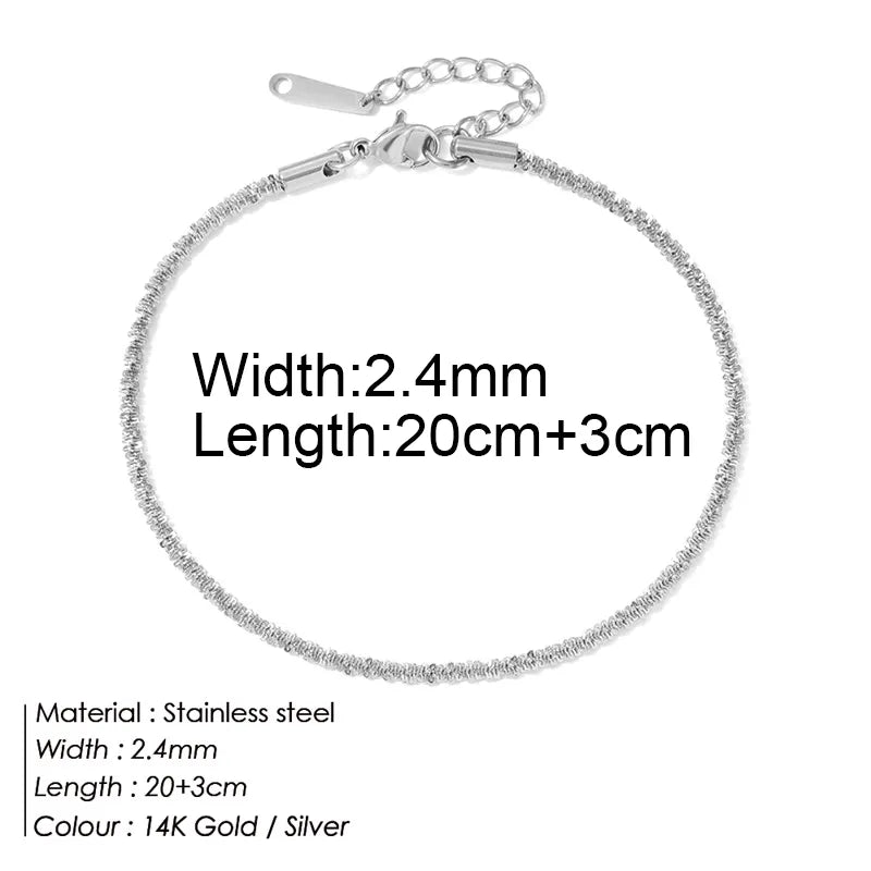 Anklet For Women Girls 316 l stainless steel  women chain anklet jewelry Shiny Chains Friendship Beach Foot Jewelry Leg Bracelet