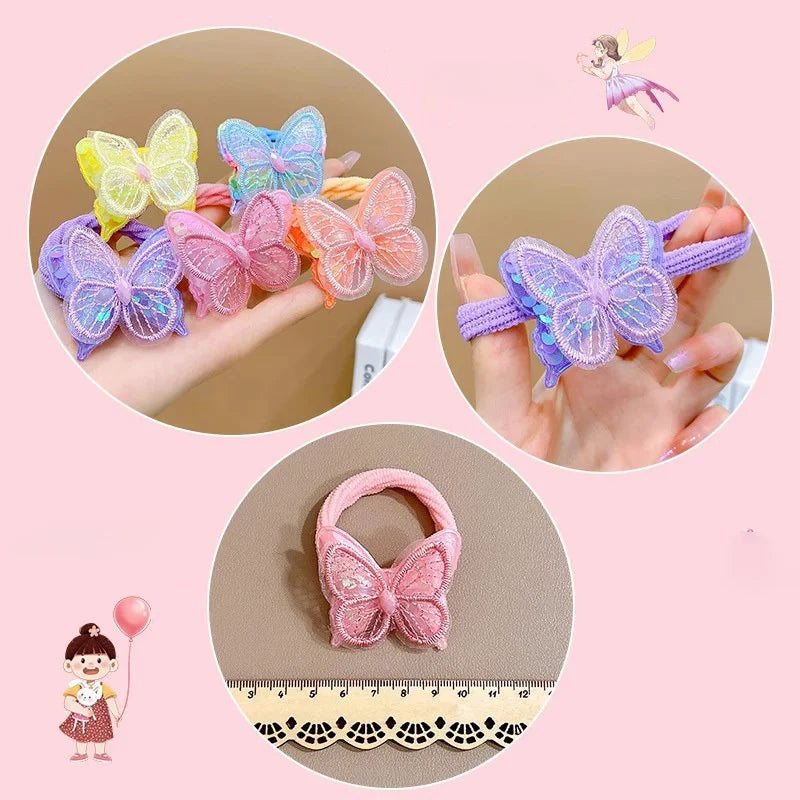 Hair Bands Hairpins Girls 2PCS New Sequin Butterfly Elastic Hair Accessories