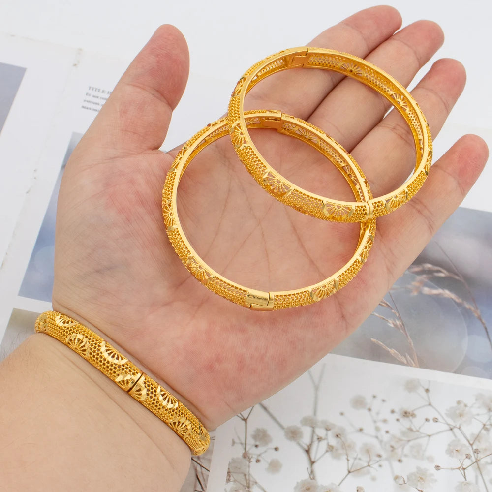 Bangles Set for Women 3Pcs/lot 18k Gold Plated Thin Weddings Party Jewelry