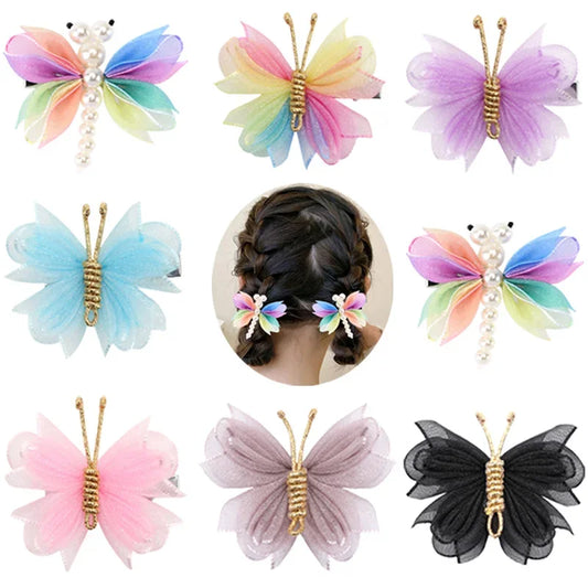 Hair Clips For Girls 2Pcs Cute Pearl Butterfly Hairpins Barrette Hair Ornament Clip