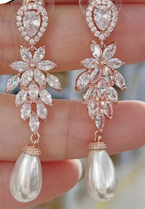 Earrings Luxury Pearl Bridal Dangle for Women Fashion