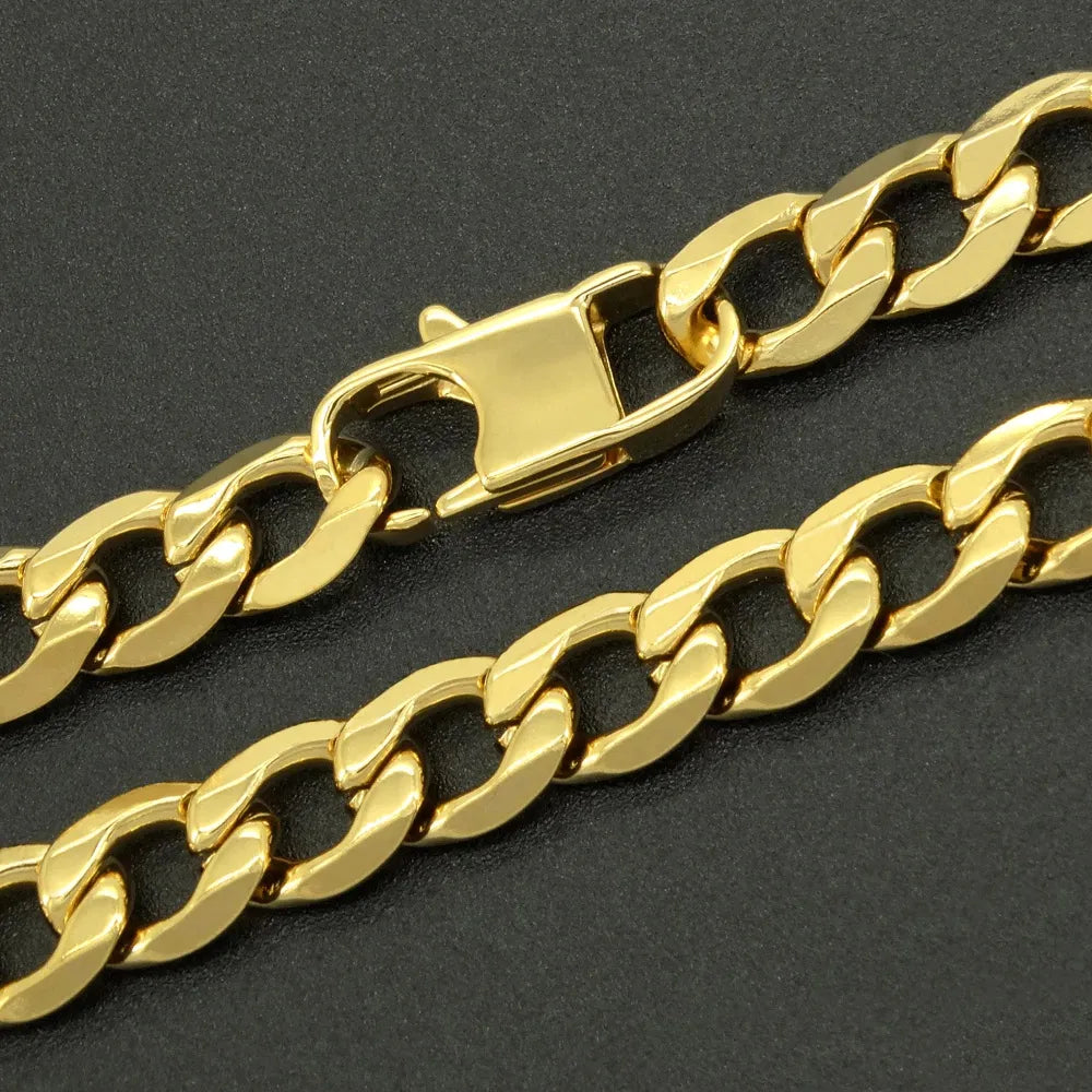 Bracelets For Men 6/8/10/12 Mm 8 Inches 18K Gold Plated Curb Chain Punk Hip-hop Gift Jewelry