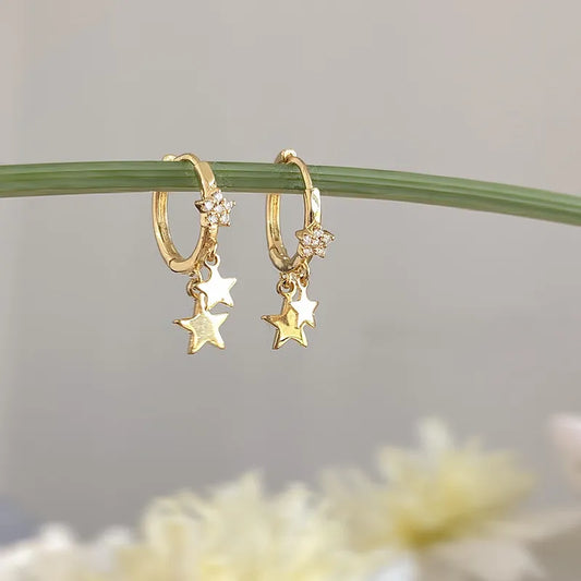 Earrings Fashion Rhinestone Star Ear Buckle Hoop Earrings For Women Punk Party Jewelry