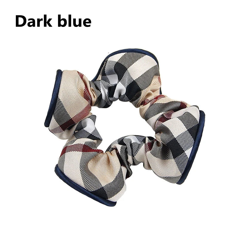 Hair Ties Girls 1-2Pcs/set Woman Fashion Plaid Large Ponytail Holders Scrunchie Hair Accessories